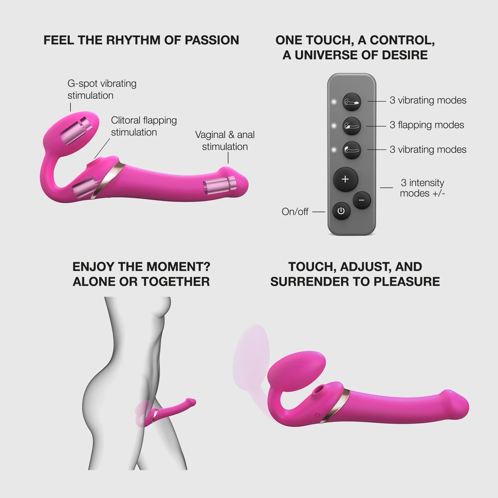 Strap-on Multi Orgasm Télécommandé 3 moteurs - Gode à moteur - Image 12