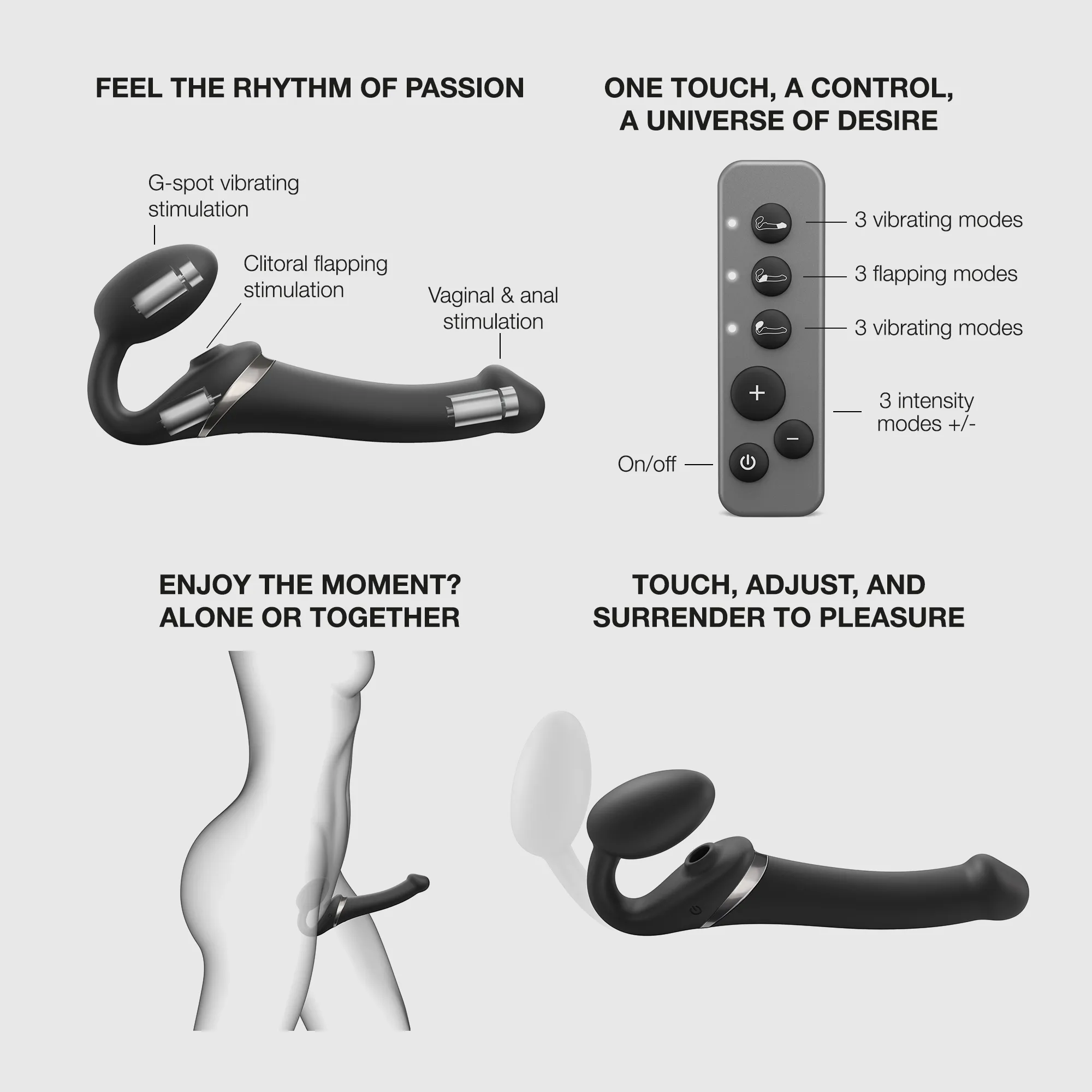 Strap-on Multi Orgasm Télécommandé 3 moteurs - Gode à moteur - Image 19