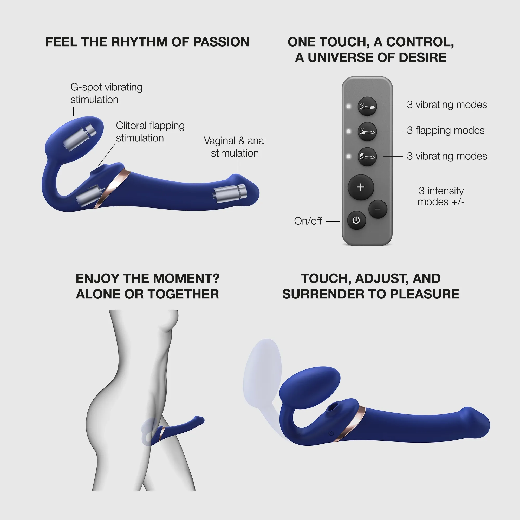 Strap-on Multi Orgasm Télécommandé 3 moteurs - Gode à moteur - Image 5